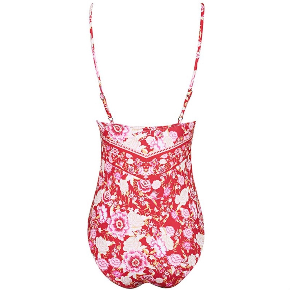 Floral Lace-Up & Tassels Swimsuit - Picture 5 of 8